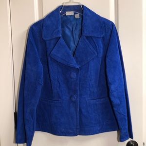 Chico’s blue suede leather jacket. Like new.